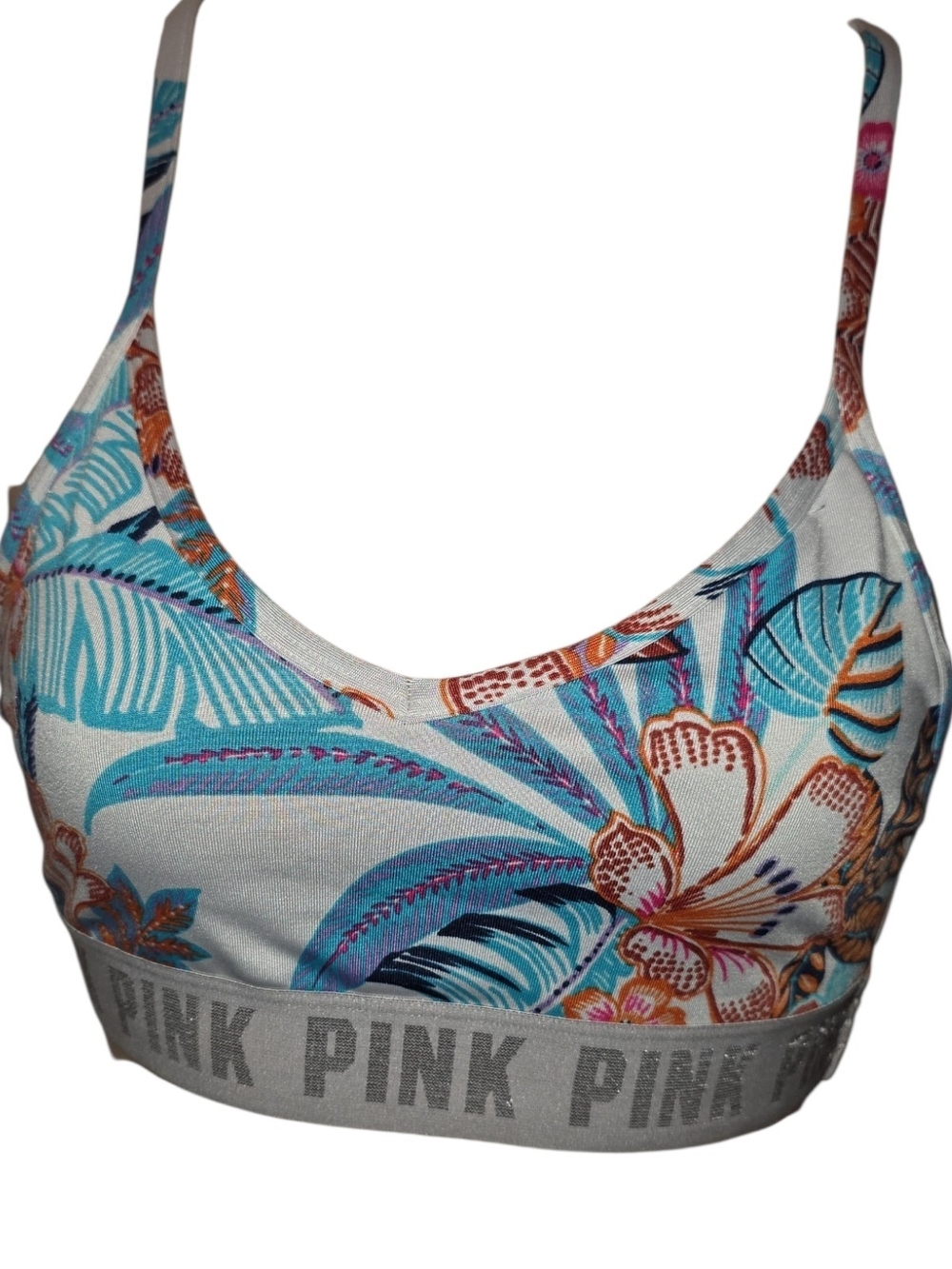 PINK Victoria's Secret Floral Print Bralette - Blue & White Womens Xs